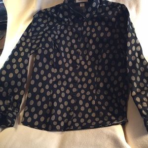 Coldwater Creek Black & gold polka dot shirt